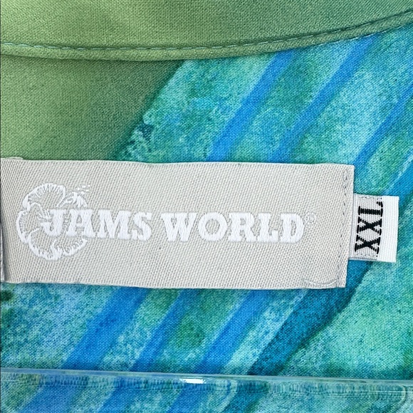 Jams World Women's XXL "Blue Jay" Hawaiian Shirt Rayon Tropical Button Front - Picture 6 of 11